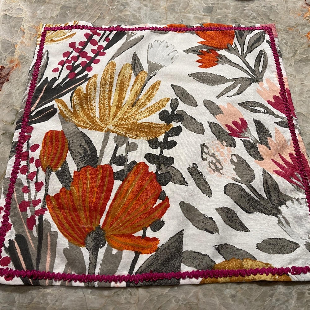 Set of 8 Cloth Modern Floral Napkins, New, 12.25",West Elm Fabric